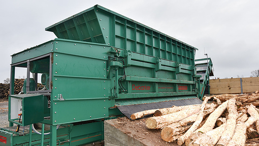 Roller debarking unit - for trunk lengths up to 6 m